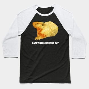 Happy groundhog day colorful sketch holiday shirt Baseball T-Shirt